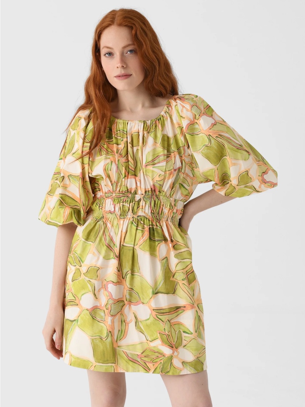 Misa Senia Chartreuse Abstract Dress